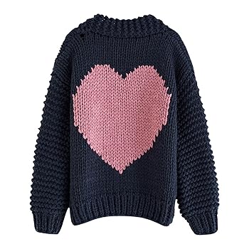 CHICWISH Women's Navy Key to My Heart Hand Knit Chunky